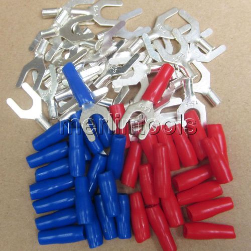 200Pcs AWG 14 - 5mm Wire Copper Crimp Fork Terminal with PVC Handles