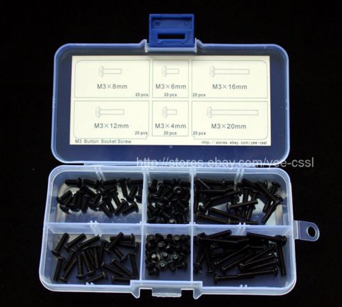 M3 button head socket cap screw qty 120pcs assortment kit m3x8 m3x20mm 134120 for sale