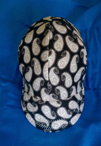 Welding cap,hard hat liner,biker cap gray paisley reversible  7 3/8 for sale