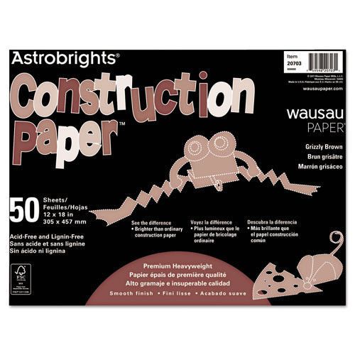 Wausau Papers Astrobrights Construction Paper Grizzly Brown 12&#034; H x 18&#034; W