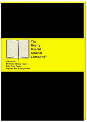 A5 yellow hardcover lined notebook with bellyband for sale