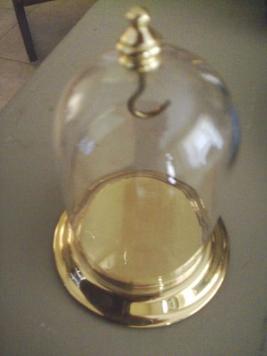 GLASS DOMED POCKET WATCH DISPLAY BRASS BASE HANGING SMALL COLLECTIBLES HOOK DOME