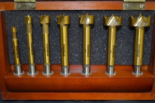 Drill bit set columbian 7pc forstner titanium 1/4&#034; to 1&#034; wood case 33107 for sale