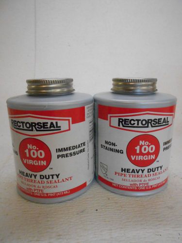 Two 1 Pint Jars RectorSeal No 100 Virgin Heavy Duty Pipe Thread Sealant