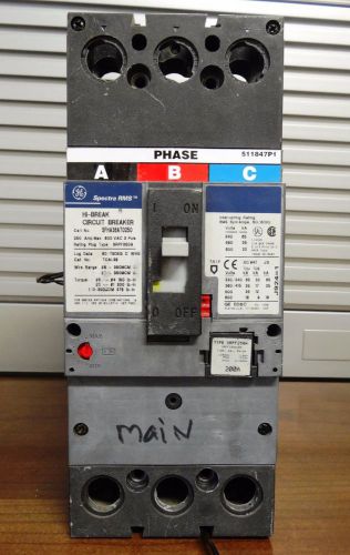 GE Spectra RMS SFHA36AT0250 250 Amp 600V 3-Pole Circuit Breaker