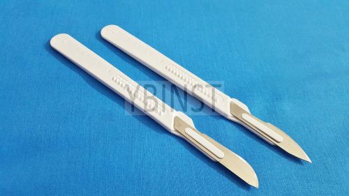 LOT OF 4 PCS DISPOSABLE STERILE SURGICAL SCALPELS #21 #23 WITH PLASTIC HANDLE