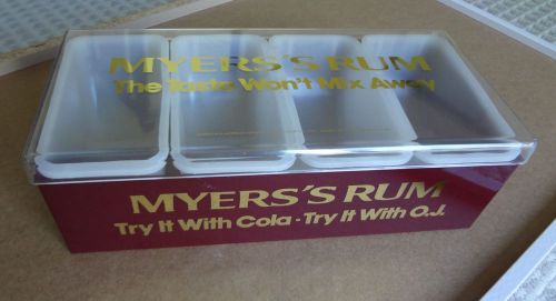 NEW Vtg 80&#039;s MYERS&#039;S RUM  Bar Condiment Caddy Dispenser Holder Fruit 4 Lg Trays