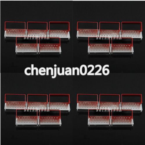 20 pc autoclave aluminium dental burs holder block disinfection box 20 hole  red for sale