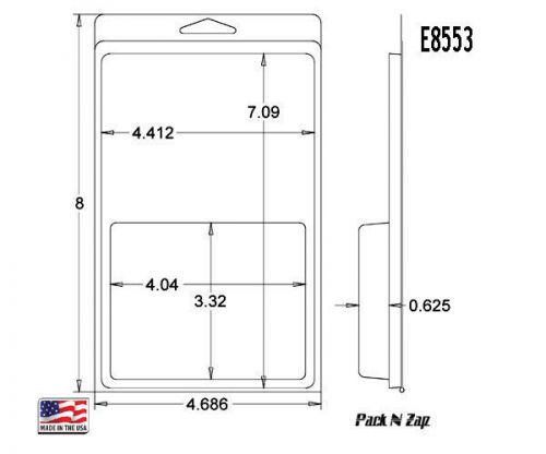 E8551: 300- 8&#034;H x 4.7&#034;W x 1.9&#034;D Clamshell Packaging Clear Plastic Blister Pack