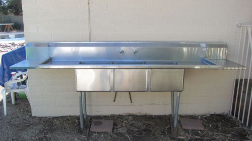 Restaurant Sink-3 Bowl Stainless Steel with Drainboards-18&#034; Bowl-116&#034; Long