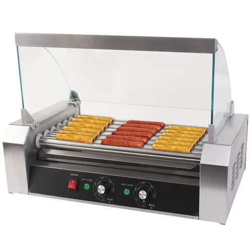 Nb  commercial 18 hot dog hotdog 7 roller grill cooker machine w/ cover for sale