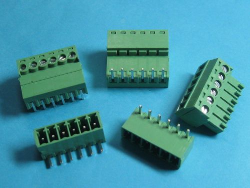 200 pcs pitch 3.5mm angle 6way/pin screw terminal block connector pluggable type for sale