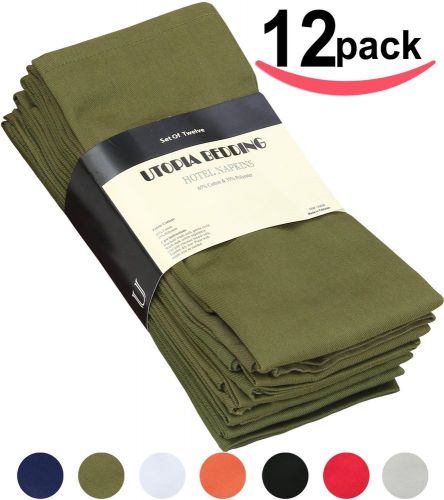 Utopia 12 Premium Cloth Napkins Soft And Durable Generous Size 18&#034; x 18&#034; Olive