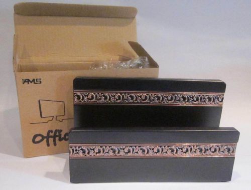 AMS Office Products Black w/Bronze Decorative Accents Letter Holder-NEW IN BOX