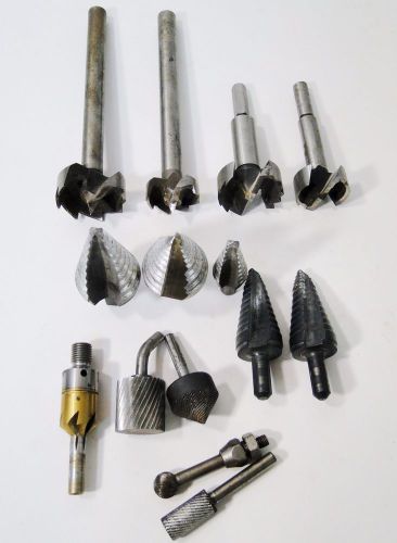 14 PC ASSORTED AIRCRAFT TOOLS STEP DRILL, FORSTNER BIT &amp; ROTARY FILE SET