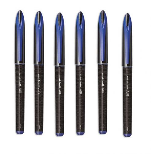 6 UNI-BALL AIR Rollerball Pens 0.7mm. Blue Ink
