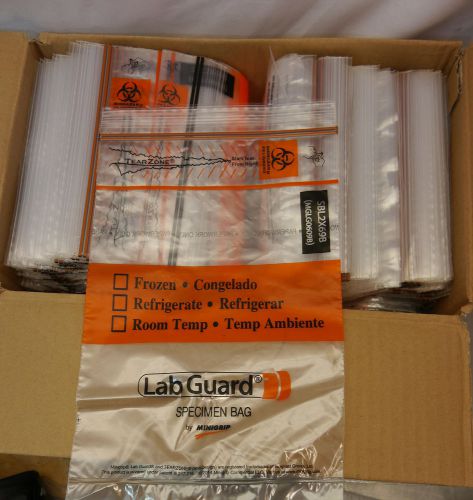 (box of 500pc) labguard sbl2x69b 6&#034; x 9&#034; 3-wall reclosable specimen bag biohazar for sale