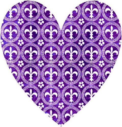 30 Custom Purple Fleur de Lis Heart Personalized Address Labels