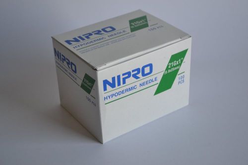 Nipro Hypodermic Needle 100pc 21Gx1&#034; Single Use Sterile Box Dialysis Fistula PD