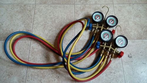 2 jb refrigerant refrig gauges manifold r-404a r-410a r-22 w hoses hvac for sale