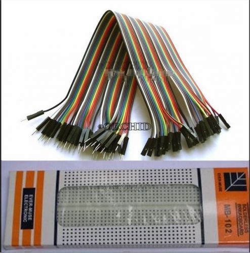 mb102 breadboard &amp; 40pcs dupont cable 2.54mm 1p-1p male to female for arduin diy