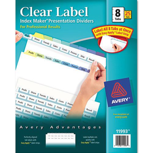 Avery Clear Label 8-Tab Index Maker Dividers - AVE11993, Free Priority Shipping