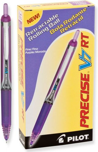 Pilot Precise V7 RT Retractable Rolling Ball Pens, Fine Pt, Purple Ink, Dozen Bx