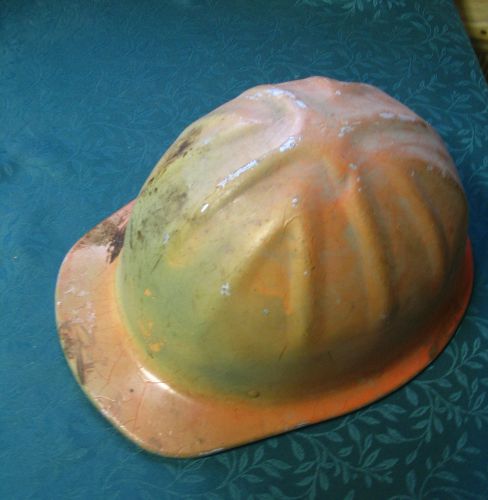 Vintage McDonald T Metal Hard Hat Mining, Logging  Painted  orange