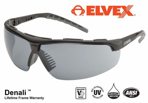 Elvex Denali Grey Lens-SG56G-AF-Absorbs 99.9% UV -Ballistic Rated-Anti-Fog