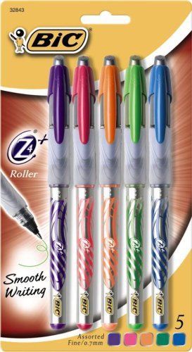 NEW BIC Z4+ Roller Pen  Fine Point 0.7 mm  Assorted  30 Pens