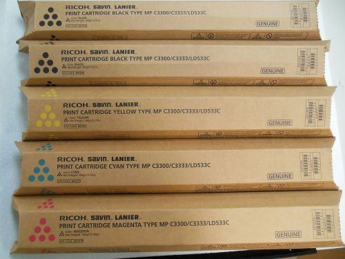RICOH Savin Lanier Type MP C3300/C3333/LD533C FULL SET  w/ (2) Black Cartrid