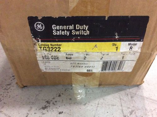 GE General Electric General Duty Safety Switch TG3222 60 Amp 240 Volt Fusible