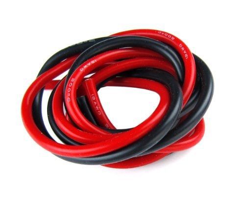 Silicone wire - fine strand - 14 gauge - 3 ft. black, 3 ft. red for sale