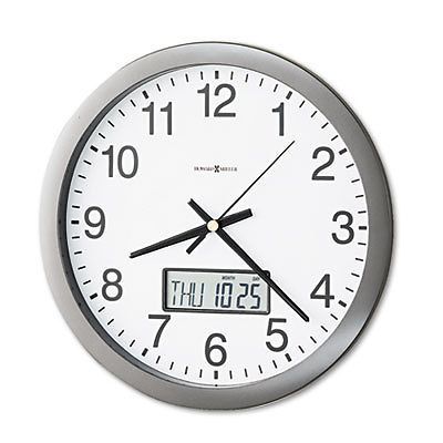 Chronicle Wall Clock with LCD Inset, 14&#034;, Gray, Sold as 1 Each