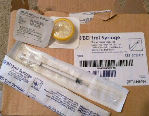 20 pcs Millipore Millex GV SLGV033RB 33mm 0.22um PVDF Syringe Filters + Syringes
