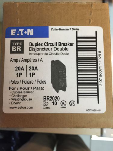 [Case of 10] Eaton Cutler Hammer Series Duplex 20A Circuit Double Breaker BR2020