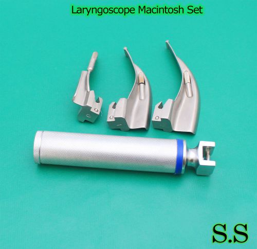 Laryngoscope Macintosh Set (1 handle C, 3 Mac Blades)