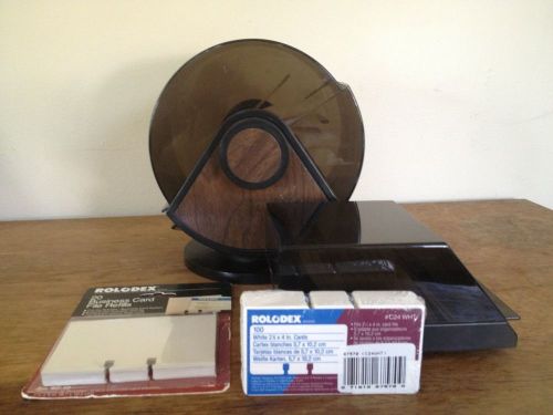 Vintage lot of 2 rolodex bates card file system mcm round w/ 2 packs new cards for sale