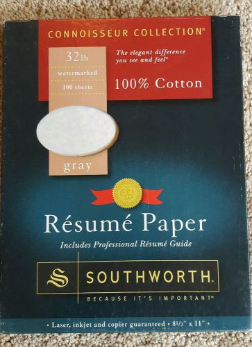 Southworth - 100% Cotton Resume Paper, 32lb, Gray  - 100 Sheets Inkjet or Laser
