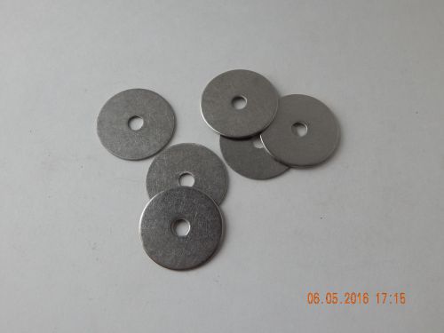 STAINLESS STEEL FLAT FENDER WASHER. 1/4&#034; I.D. x 1 1/2 O.D..  6 PCS. NEW.