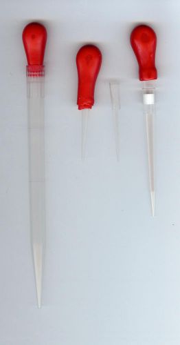 3 Red Eye Dropper Bulbs for Pipettes &amp; Tips - includes 4 bonus disposable tips