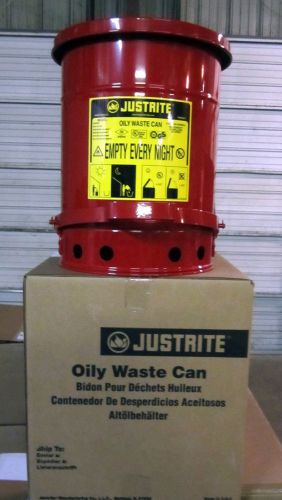 Justrite 09100 Red Oily Waste Can 6 Gallon New in Box~Free Shipping~