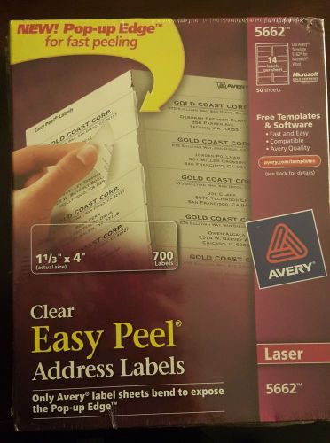 Avery 5662 Easy Peel 1-1/3&#034; x 4&#034; Clear Address Labels, 700 Count