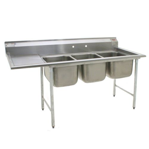 Eagle group 414-24-3-24l, stainless steel commercial compartment sink with three for sale