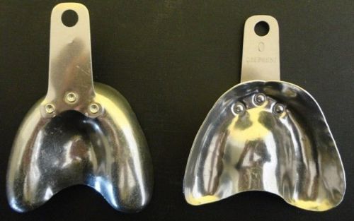 Crescent Dental Mouth Impression Solid Tray Lot of 2 Upper #0 Uppers Used