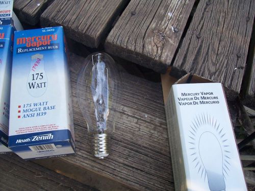 Lot of 2 mercury vapor lamp bulb 175 watts ansi h 39 kb - 175 clear - mogul base for sale