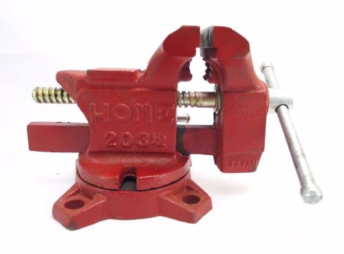 Vintage home bench vise 3 1/2&#034; swivel base red in original box made in japan for sale