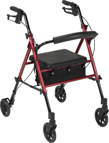 10257RD-1-DRIVE Durable 4 Wheel Rollator with 7.5&#034; Casters(Red)-FREE SHIPPING