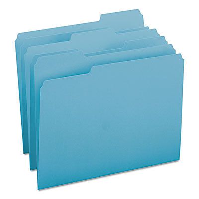 File Folders, 1/3 Cut Top Tab, Letter, Teal, 100/Box, 1 Box, 100 Each per Box