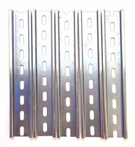 5 Stained Pieces DIN Rail Slotted Steel Zinc Plated RoHS 8 in. long 35mm 7.5mm